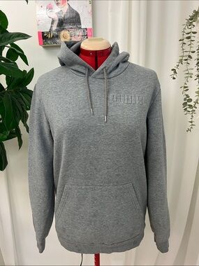 Puma Men's Heather Gray Pullover Hoodie with Embossed Logo